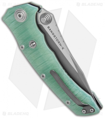 Maxace Knives Sandstorm-K Liner Lock Knife Natural Jade G10 (4.4" Two-Tone Gray)