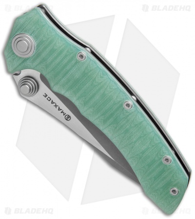 Maxace Knives Sandstorm-K Liner Lock Knife Natural Jade G10 (4.4" Two-Tone Gray)