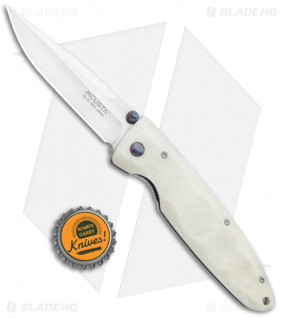 Mcusta Classic Wave Liner Lock Knife White Corian  (3.4" Satin) MC-0019V