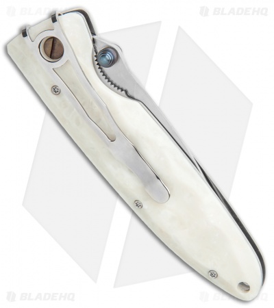 Mcusta Classic Wave Liner Lock Knife White Corian  (3.4" Satin) MC-0019V