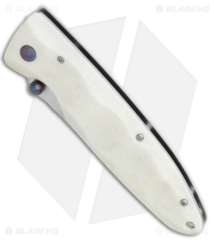 Mcusta Classic Wave Liner Lock Knife White Corian  (3.4" Satin) MC-0019V