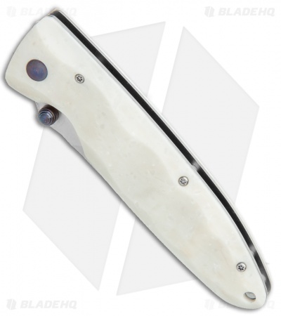 Mcusta Classic Wave Liner Lock Knife White Corian  (3.4" Satin) MC-0019V