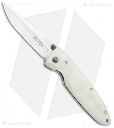 Mcusta Classic Wave Liner Lock Knife White Corian  (3.4" Satin) MC-0019V