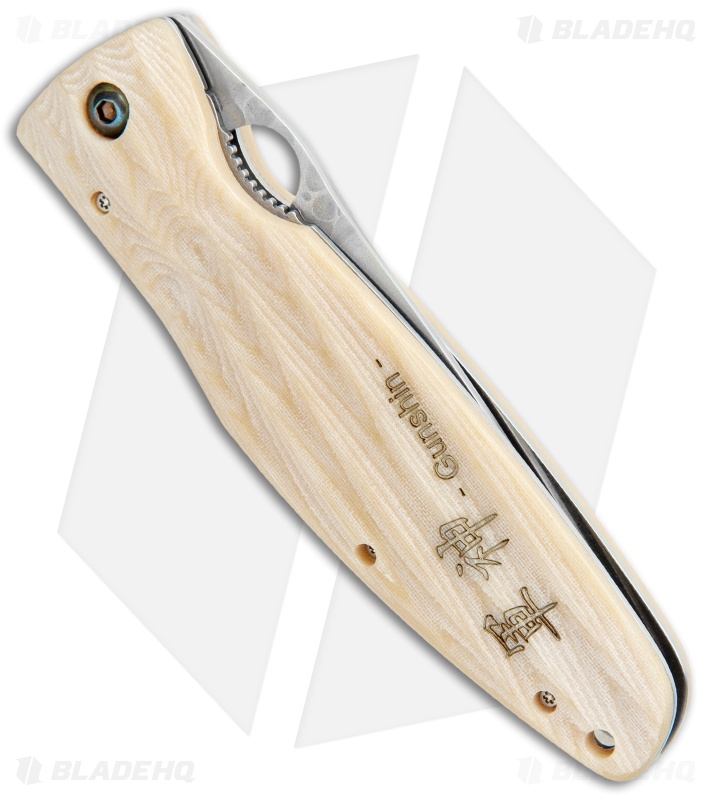 Mcusta Gunshin Liner Lock Knife White Micarta (3.75" Hamon) MC-0185G