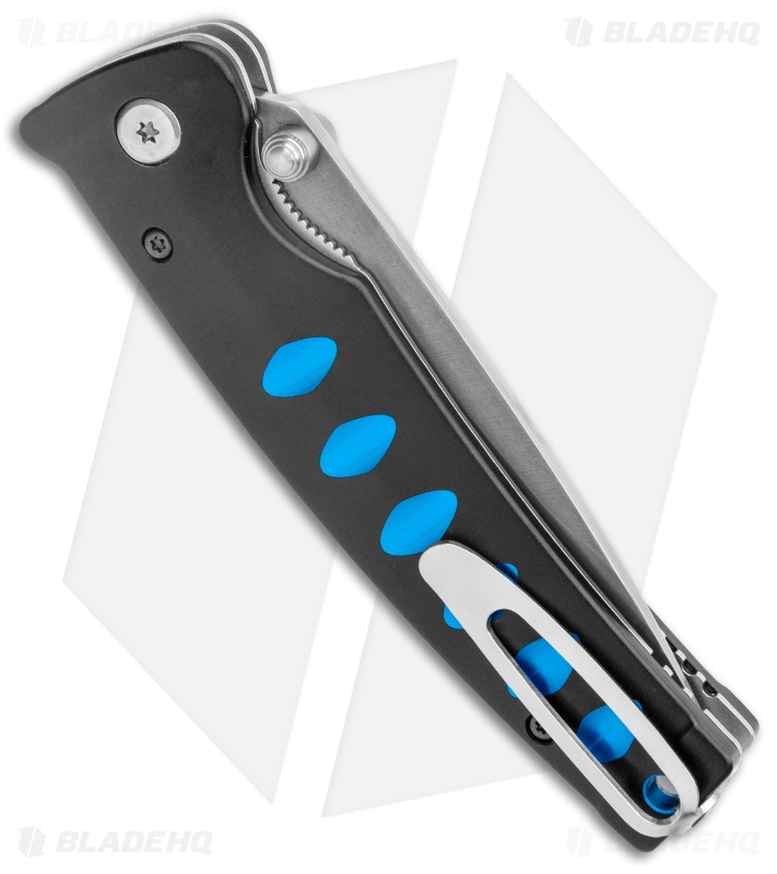 Mcusta Katana Liner Lock Knife Black/Blue Aluminum (3.25" Satin) MC-41C