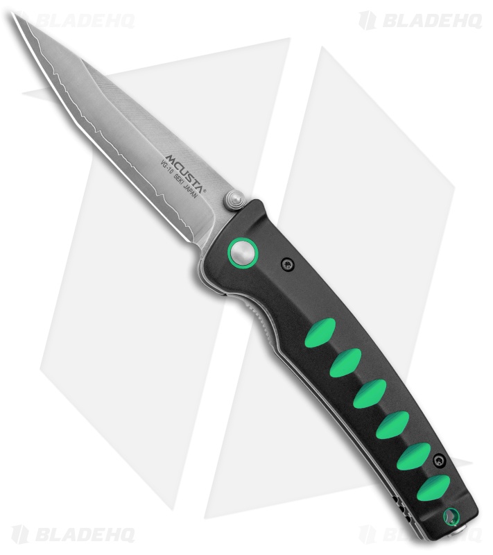 Mcusta Katana Manual Folder Knife Black w/Green Accents (3.4" Satin)