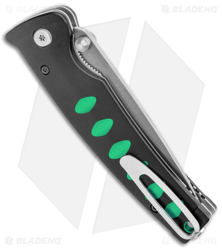 Mcusta Katana Manual Folder Knife Black w/Green Accents (3.4" Satin)