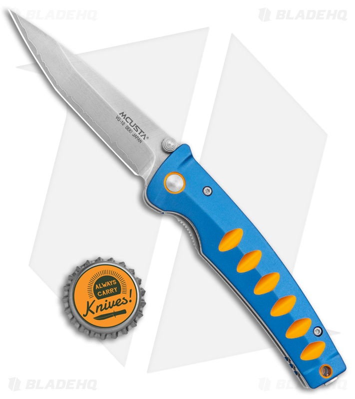 Mcusta Katana Manual Folder Knife Blue w/Orange Accents - Blade HQ