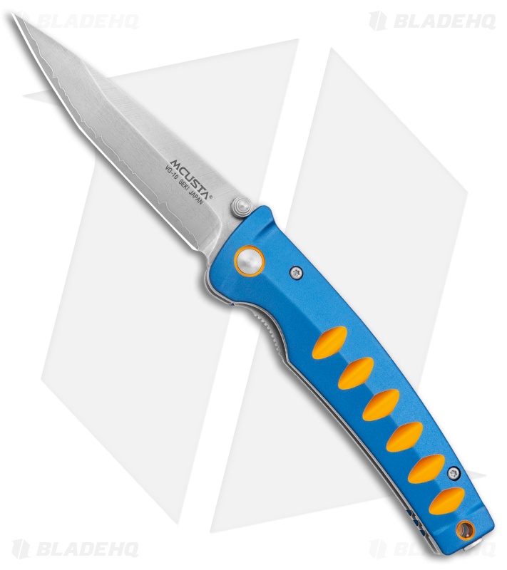 UZU ハット　希少 MCワークス Mcusta Katana Manual Folder Knife Blue w/Orange Accents - Blade HQ