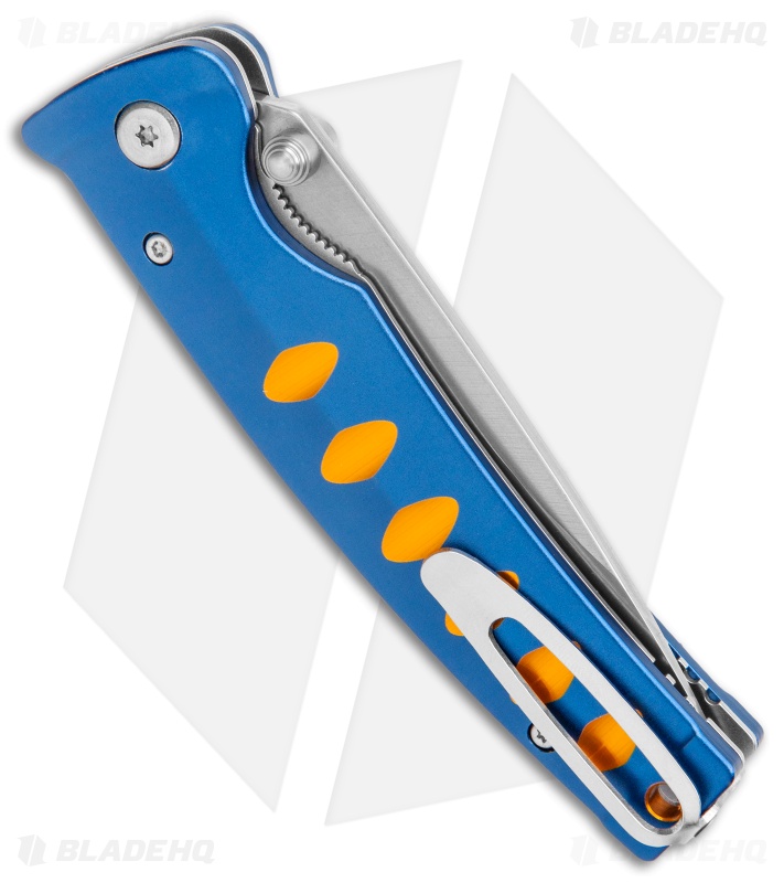 Mcusta Katana Manual Folder Knife Blue w/Orange Accents - Blade HQ