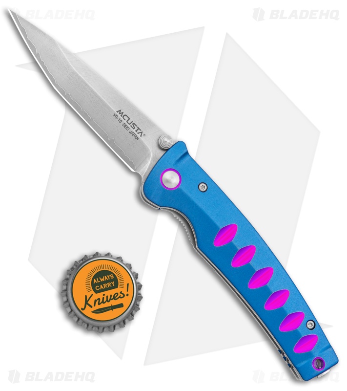 Mcusta Katana Manual Folder Knife Blue w/ Purple Accents (3.4" Satin)