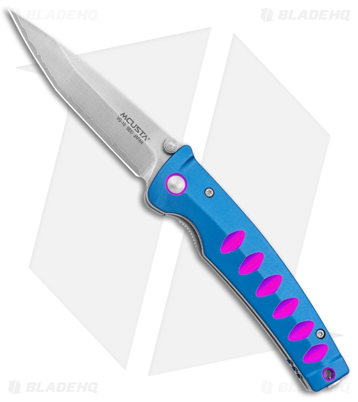 Mcusta Katana Manual Folder Knife Blue w/ Purple Accents (3.4" Satin)