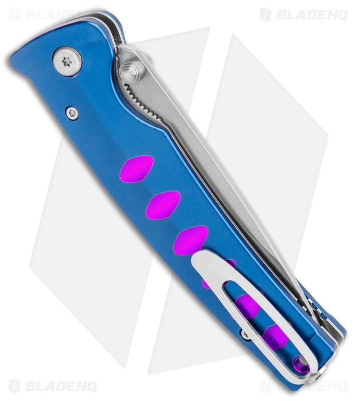 Mcusta Katana Manual Folder Knife Blue w/ Purple Accents (3.4" Satin)