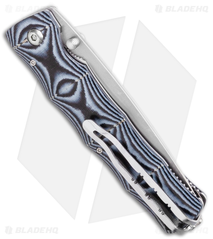 Mcusta Minari Liner Lock Knife Bamboo Pattern Black/Blue (3.375" Satin)