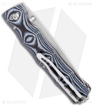 Mcusta Minari Liner Lock Knife Bamboo Pattern Black/Blue (3.375" Satin)
