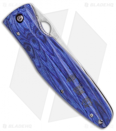 Mcusta Sengoku Liner Lock Knife Blue Pakkawood (3.75" Hammered)