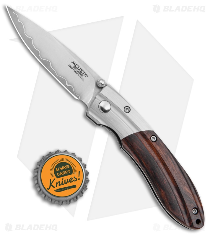 Mcusta Shinra Mixture Liner Lock Knife Ripple Brown Ironwood (3.625" Satin)