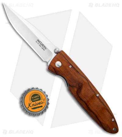 Mcusta Classic Wave Liner Lock Knife Iron Wood (3.5" Satin) MC-0018V