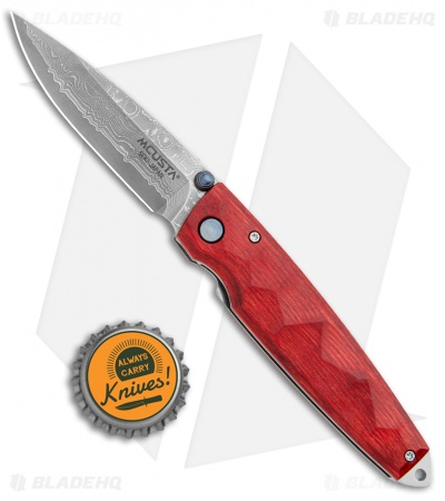 Mcusta Tsuchi Liner Lock Knife Red Staminawood (2.75" Damasteel) MC-0078D