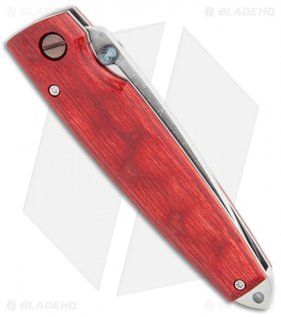 Mcusta Tsuchi Liner Lock Knife Red Staminawood (2.75" Damasteel) MC-0078D