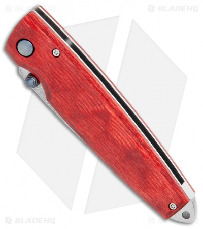 Mcusta Tsuchi Liner Lock Knife Red Staminawood (2.75" Damasteel) MC-0078D