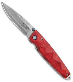 Mcusta Tsuchi Liner Lock Knife Red Staminawood (2.75" Damasteel) MC-0078D