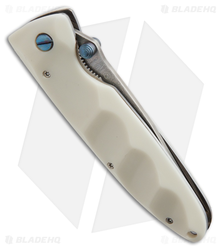 Mcusta Basic MC-25D Liner Lock Knife Ivory Corian (3.25" Damascus)