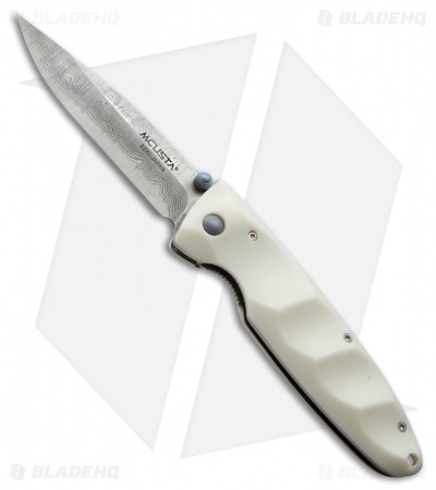 Mcusta Basic MC-25D Liner Lock Knife Ivory Corian (3.25" Damascus)