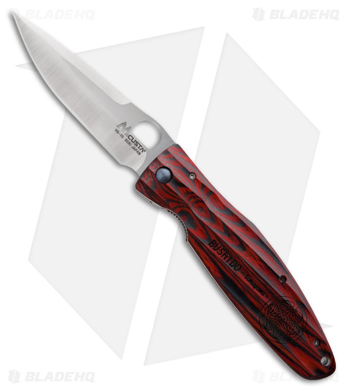Mcusta Tokugawa Liner Lock Knife Staminawood (3.75" Satin) MC-0183