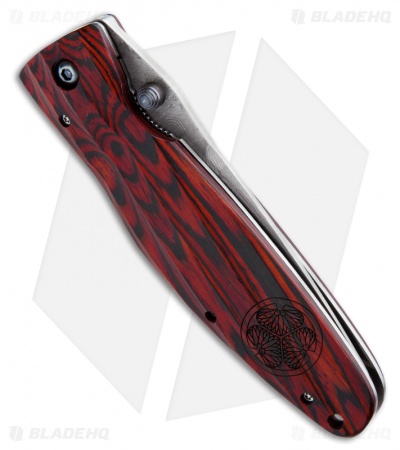 Mcusta Tokugawa Liner Lock Knife Staminawood (3.75" Damascus) MC-0183D