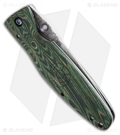 Mcusta Rikyu Liner Lock Knife Green Micarta (3.75" Damascus) MC-0184D