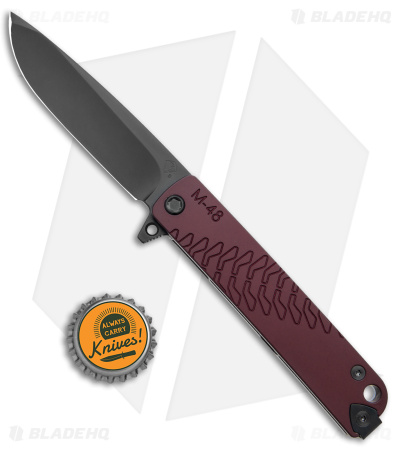 Medford M-48 Hybrid Flipper Knife Titanium/Red Aluminum (3.9" Black PVD) 