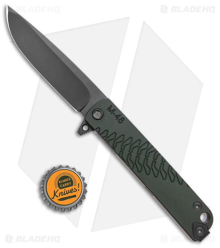 Medford M-48 Green Hybrid Frame Lock Knife Ti/Green Aluminum (3.9" Black PVD)
