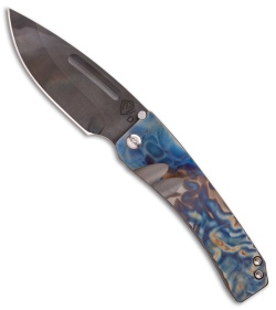 Medford Custom Midi Marauder Knife Polished Flamed/Blue BB Ti #1 (3.625" Vulcan)