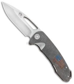 Medford On Belay Frame Lock Knife Tumbled American Flag Ti (4.125" Satin) MKT