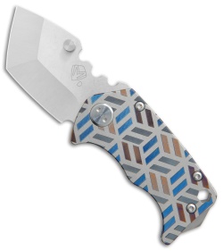 Medford Panzer Tanto Frame Lock Knife Geometric/Blue Ano (2.5" Tumbled) MKT