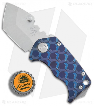  Medford Panzer Tanto Frame Lock Knife Blue Ano Geo Pattern (2.5" Tumbled) MKT