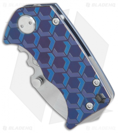  Medford Panzer Tanto Frame Lock Knife Blue Ano Geo Pattern (2.5" Tumbled) MKT