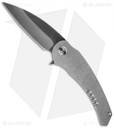 Medford Viper Flipper Knife Tumbled Titanium (4.125" Black) MKT