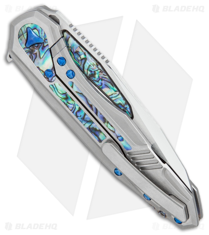 Marfione Custom Knives Super Sigil Flipper Knife Abalone Inlay (3.5" Mirror)