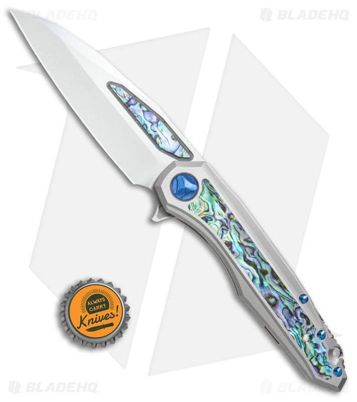 Marfione Custom Knives Super Sigil Flipper Knife Abalone Inlay (3.5" Mirror)