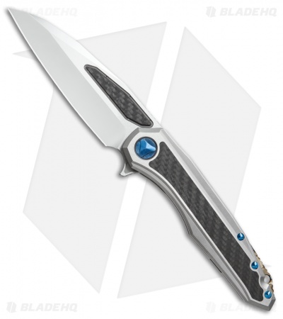Marfione Custom Knives Super Sigil Flipper Knife CF Inlay (3.5" Mirror)