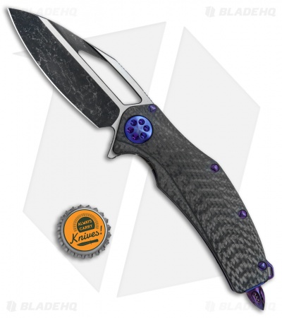 Marfione Custom Matrix-R Flipper Knife Carbon Fiber/Purple Haze (Dark Matter) 