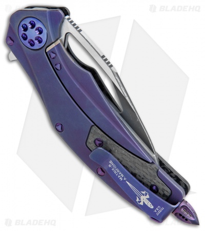 Marfione Custom Matrix-R Flipper Knife Carbon Fiber/Purple Haze (Dark Matter) 
