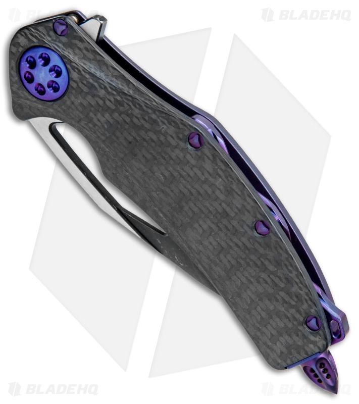 Marfione Custom Matrix-R Flipper Knife Carbon Fiber/Purple Haze (Dark Matter) 