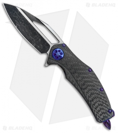 Marfione Custom Matrix-R Flipper Knife Carbon Fiber/Purple Haze (Dark Matter) 