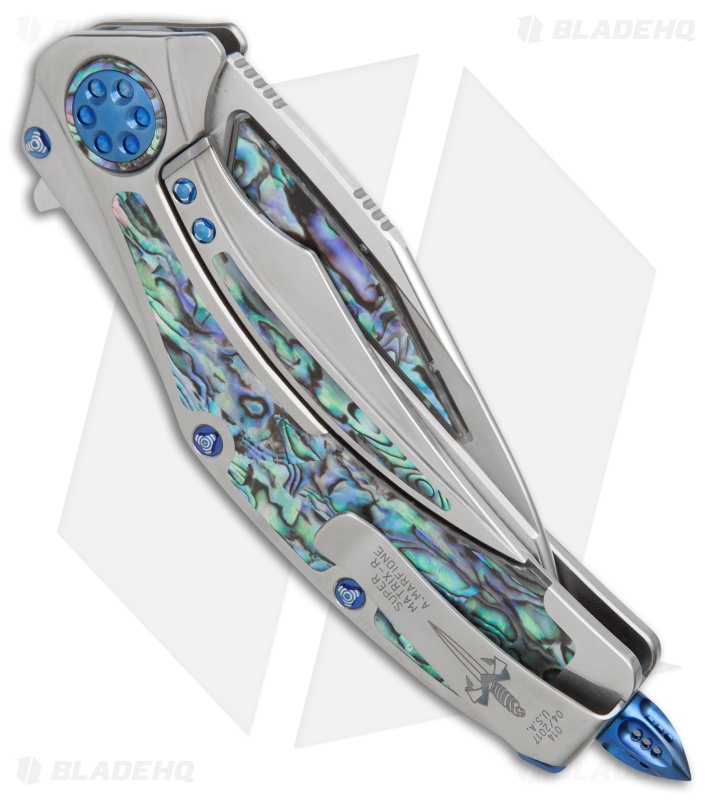 Marfione Custom Super Matrix-R Knife Titanium/Abalone (3.75" Mirror)