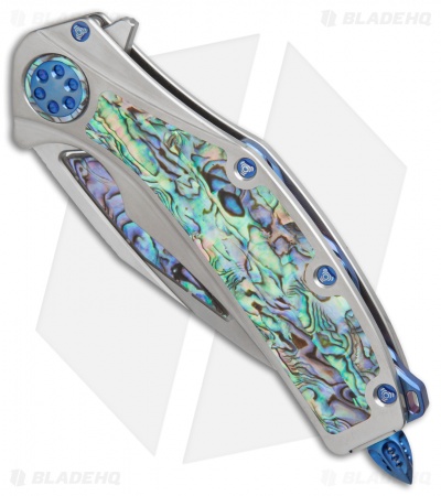 Marfione Custom Super Matrix-R Knife Titanium/Abalone (3.75" Mirror)