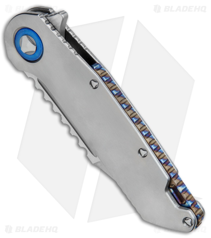 Marfione Custom Warhound Frame Lock Knife Ti  w/ Flamed Backspacer (3.75" Satin)