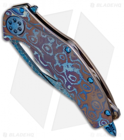 Marfione Custom Mini Matrix R Flipper Knife MokuTi (3.25" Nebula Damascus)